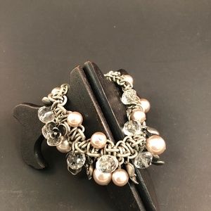 Chicos Chunky Faux Pearl/Crystal/Flower Bracelet